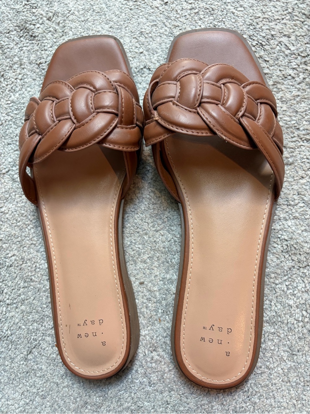 a new day Tan Braided Slide Mules